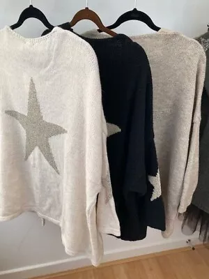 $55.02 • Buy Women's Made In Italy Gold Star Wrap Knit Cardigan Jumper Sweater Top One Size
