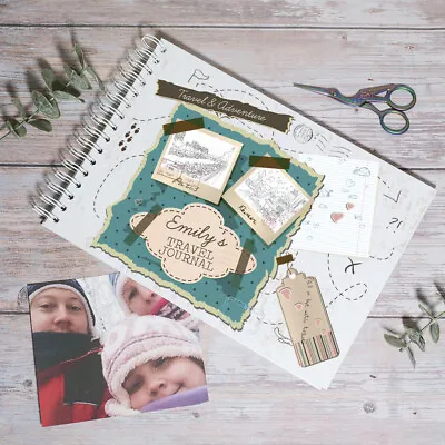 Personalised Vintage Travel Planner Journal Photo Album Scrapbook • £22.50