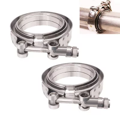 2X 3  Inch V Band Exhaust Clamp Kit With Flange Male Female Stainless Steel • $25.22