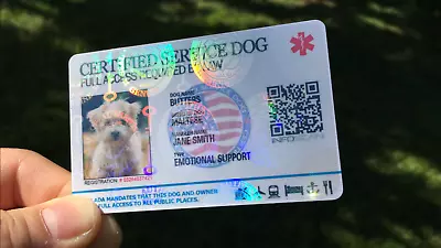 Holographic Service Dog Id Card For Service Medical Emotional Ptsd Animal  • $15.99