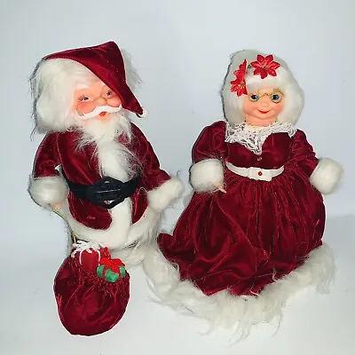 Vintage 13” Santa Mrs Claus Handmade Bottle Dolls Christmas Display Centerpieces • $26