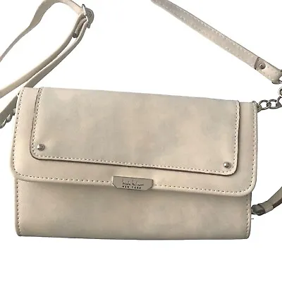 Nicole Miller  Ivory Crossbody Bag Snap Closure Adjustable Strap Lots Of Pockets • $12