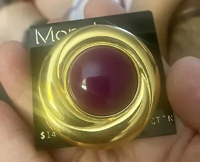 Vintage Monet Brooch Pin Gold With Purple Resin New Old Stock • $28