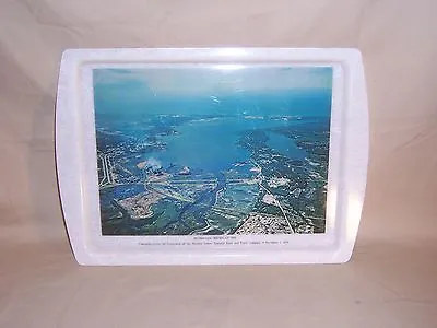 Vintage Muskegon Lake Michigan Area View Photo Serving Tray Hackley Union Bank   • $29.50