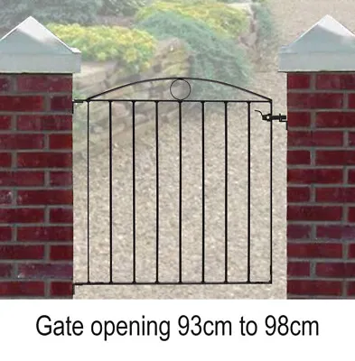 METAL GARDEN GATE BLACK WROUGHT IRON TO FIT 93 - 98cm WIDE OPENING LOCKABLE • £39.99