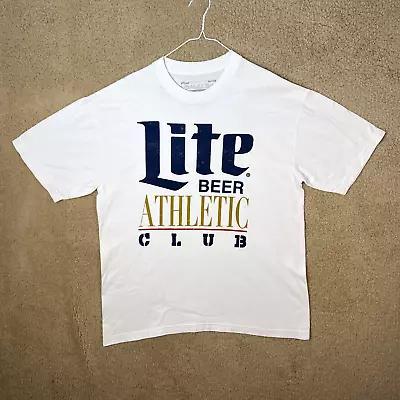 Mitchell & Ness Lite Beer Athletic Club Shirt Adult Large White Spell Out Men's • $12.88