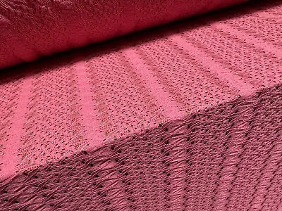 Crochet Lace Dress Fabric Per Metre - Abstract Stripe - Pink • £4.99