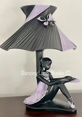 PLASTIC RIBBON MAUVE & BLACK LARGE LAMPSHADE For BARSONY LADY LAMP • $145