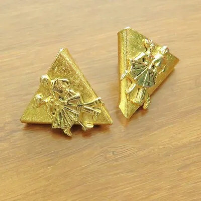 Square Dancer Collar Tips Gold Tone Screw On • £13.88