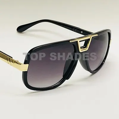 Men's Sunglasses Classic Gazelle Hip Hop Flat Top Cholo Swag Square Gold Metal • $12.89