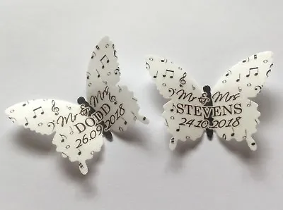 Personalised Music Notes Wedding Edible Wafer Paper Butterflies Cupcake Toppers • £2.39