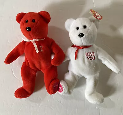 TY Beanie Babies I ❤️ U - Red Bear And White Bear ( I Love You Forever ) • $7.95