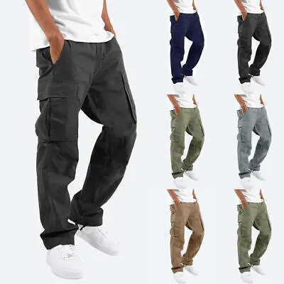 Mens Combat Work Walking Trousers Men Cargo Pants Hiking Outdoor Lightweight UK • £13.59