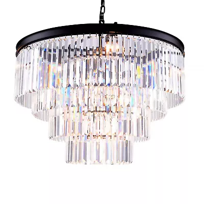 E12 Crystal Chandelier LED Ceiling Light Fixture Pendant Hanging Lamp Home Decor • $151.99
