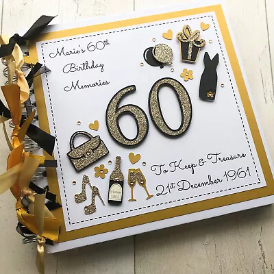 60th Birthday Gift For Women Personalised Guest Book Memories Album 50th 40th  • £18.50