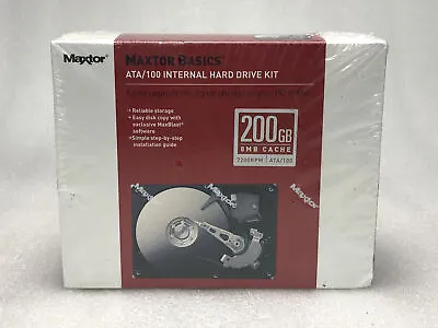 Maxtor Basics ATA/100 Internal Hard Drive Kit 200GB 8MB 7200RPM NEW Sealed • $29.99