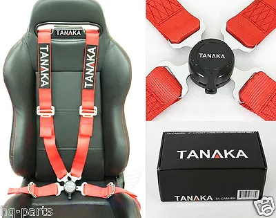 1 Tanaka Universal Red 4 Point Camlock Quick Release Racing Seat Belt Harness • $51.57