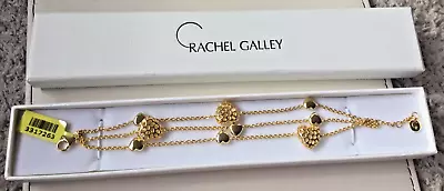 Rachel Galley 22k Gold Overlay Sterling Silver Triple Strand Heart Bracelet 7/8  • £99.95