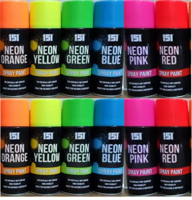 4/5/6/7/12 Pack Fluorescent Bright Neon Spray Color Paint Aerosol DIY  200ml  UK • £13.86