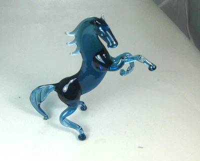 £25.13 • Buy Glass Animal  Horse Mustang Blue Murano Style Figurine Hand Blown Ornament 4.9 