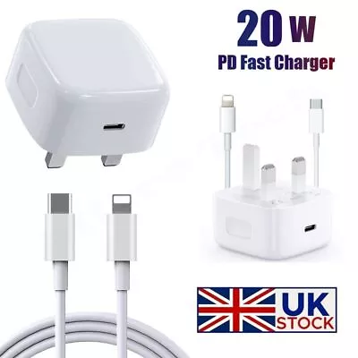 For IPhone 14 13 12 11 Pro XR XS MAX Fast Charging USB-C PD Plug Charger Cable • £9.49