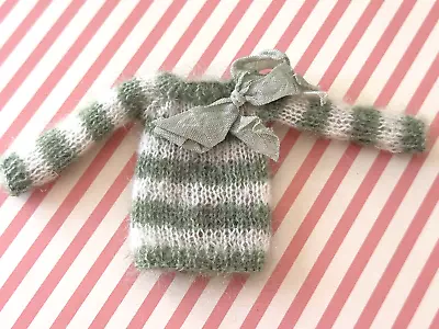 Middle Blythe Size Doll Sweater In A Soft Mohair Green Stripe New Condition • $39