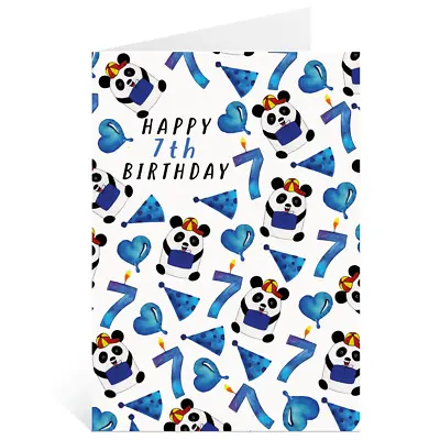 7th Birthday 1 Greetings Card Happy Birthday 7 Years Old Panda • £2.49