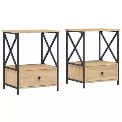 2x Bedside Tables Set Wooden Drawers Storage Side Cabinet Nightstand Sonoma Oak • $127.24