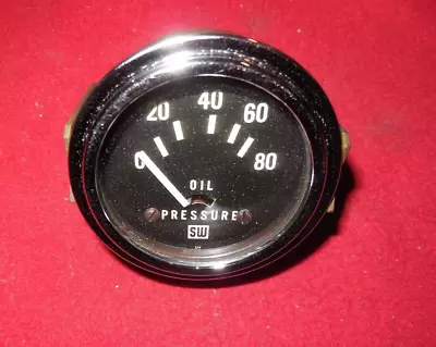 Vintage Stewart Warner 2 1/8  5 - 80 Psi Electric Oil Pressure Gauge Gasser • $60