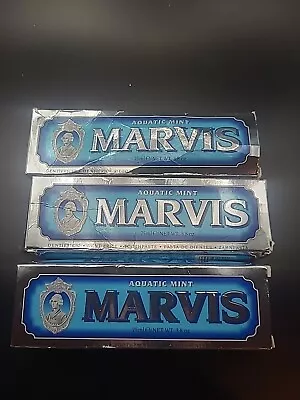 3 X Marvis Aquatic Mint Toothpaste 3.8 Oz Each LOT OF 3 • $25.99