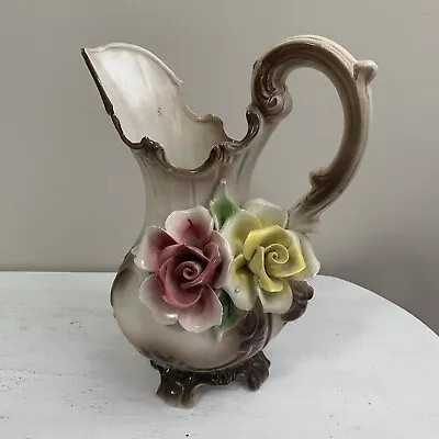 Capodimonte Style Floral Pitcher/Vase- • £18.91