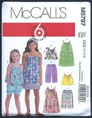 NEW/UNCUT M5797 McCall's Pattern Child's Tops Dresses Shorts & Pants Sizes 3-6 • $4.99