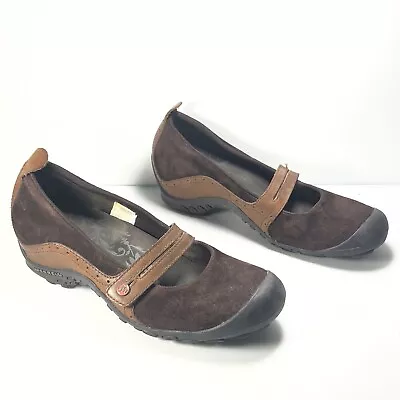 Merrell Plaza Bandeau Espresso Brown Suede Mary Jane Comfort Walk Shoes Womens 8 • $28.80