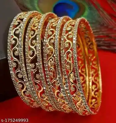 Indian Bollywood Gold Plated Ethnic AD CZ Bangal Bracelet Jewelry Set • $16.82