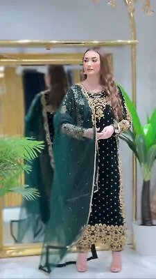 Readymade Velvet Salwar Kameez Suit Plazzo Pant Indian Kurti Women Pakistani New • £47.88
