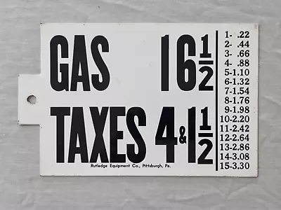 Vintage Petrol / Gas Pump Enamel Price Sign ~ Rutledge Equip Co. Pittsburgh Pa. • $69