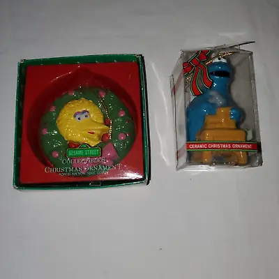 Muppets Big Bird Cookie Monster Christmas Ornaments Lot 2 1988 Sesame Street Box • $8.99