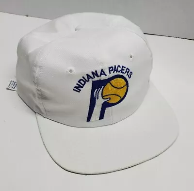 Vintage  Indiana Pacers Snapback Hat Cap Twin Enterprises White NBA 90s  • $39.99