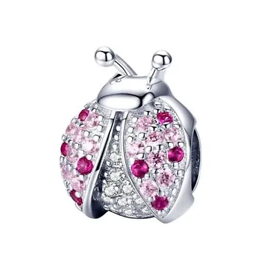 $26.99 • Buy SOLID Sterling Silver Sparkling Pink Ladybird Garden Charm By Unique Designs