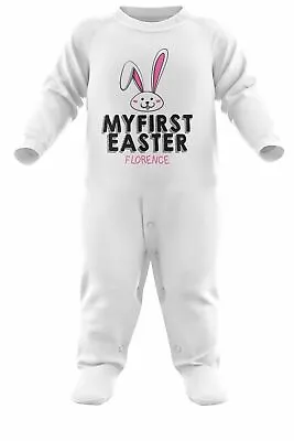 £12.95 • Buy Baby My First Easter Fun Personalised Romper Suit Outfits For Baby Girls Cute
