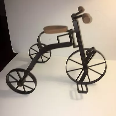 Vintage Doll Size Tricycle Home Decor - Metal Frame Wooden Seat & Handlebars 9” • $10.99