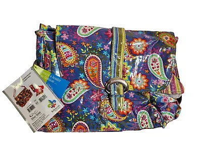 Diaper Bag NEW - Laminated Buckle Bag Cobalt Paisley Floral Baby Kalencom FSTSP • $21.99