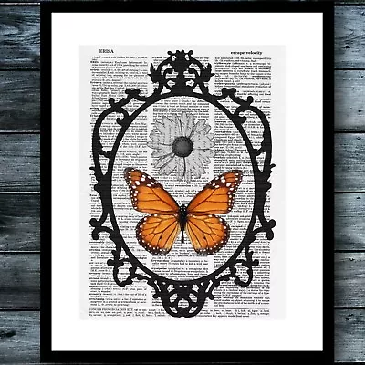 Butterfly Vintage Dictionary Art Print Steampunk Poster Chic Wings Home Decor • $8