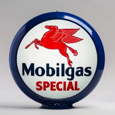 Mobilgas Special 13.5  Gas Pump Globe W/ Dark Blue Plastic Body (G149) • $134.50