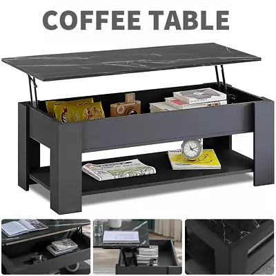 Coffee Table With Storage Lift Top Up Drawer Shelf Living Room Furniture Wooden • £52.99