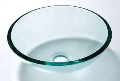 £59.99 • Buy GLASS BASIN SINK WASH BOWL CLEAR BATHROOM CLOAKROOM COUNTERTOP 350mm