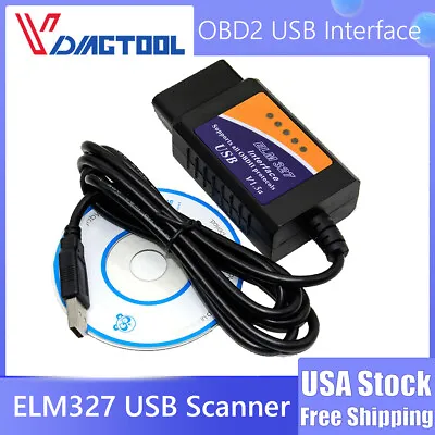 ELM327 OBD2 Code Reader Engines Check Auto Diagnostic Tool OBDII Scanner USB • $7.19