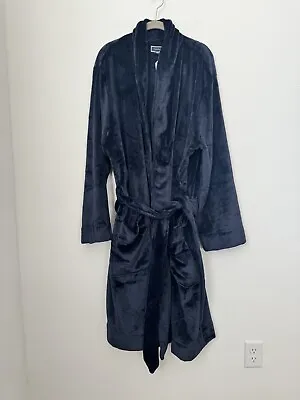 Club Room Navy Blue Robe Plush Long Sleeve Pockets Men's Size L/XL • $24.98