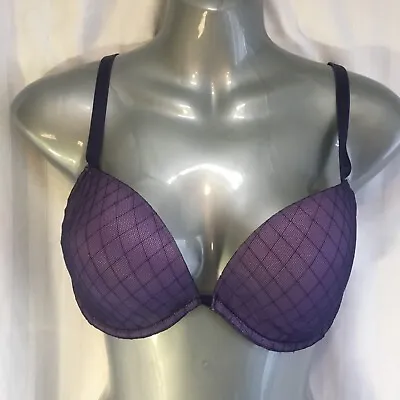 Bra La Senza 36C Purple Mesh The Show Off Plunge Push-up Padded Underwire • $17.99