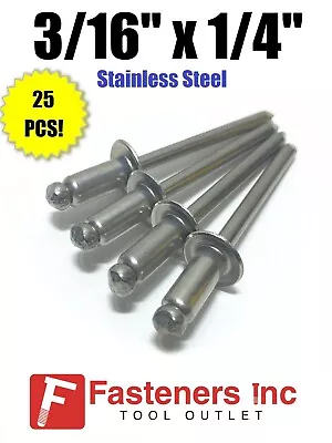 (Qty 25) POP Rivets ALL Stainless Steel 6-4 3/16 X 1/4 Grip (Total Qty 25) • $12.56